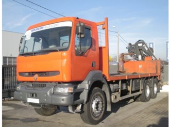 Samochód ciężarowy skrzyniowy/ Platforma Renault KERAX 370 + HIAB 166 XS: zdjęcie 1