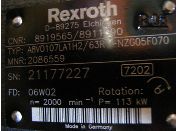 Pompa hydrauliczna do Maszyn budowlanych Rexroth A8VO107LA1H2/63R1-NZG05K070 - 8911090: zdjęcie 2