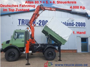 Komunalne/ Specjalistyczne, Samochod ciężarowy z HDS Unimog U1450 4x4 Atlas 80.1 Kran 5.&6. Steuerkreis 1.Hd: zdjęcie 1