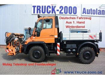 Komunalne/ Specjalistyczne, Samochód ciężarowy skrzyniowy/ Platforma Unimog U400 4x4 Teleskop + Frontausleger Wechsellenkung: zdjęcie 1