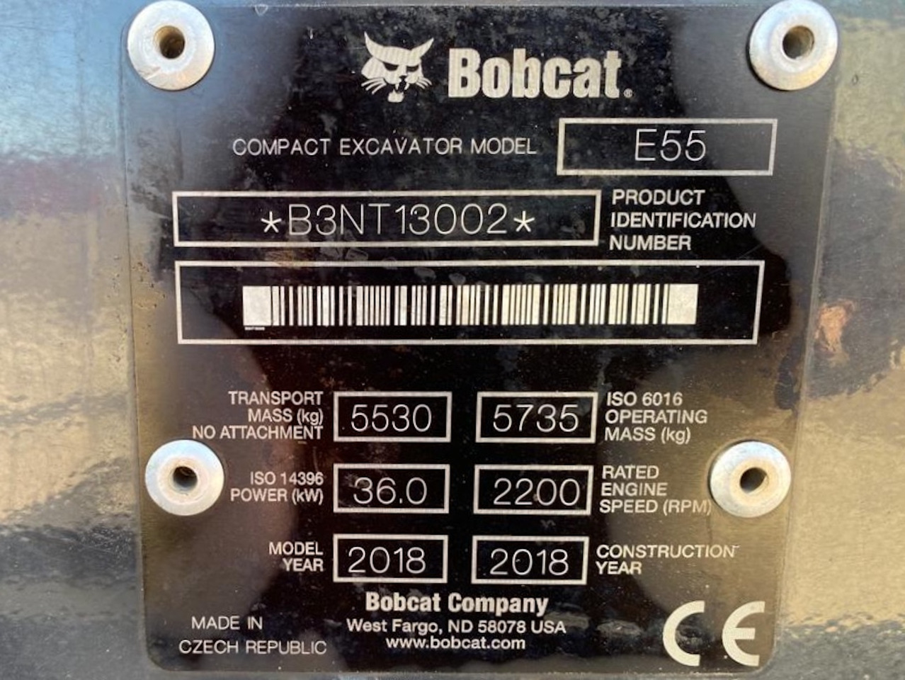 Minikoparka BOBCAT E55: zdjęcie 13