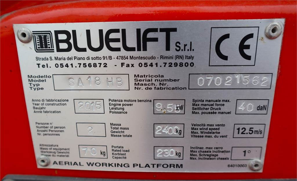 Podnośnik koszowy Bluelift SA18HB Electric, Fully Remote Controlled, 18m Work: zdjęcie 6