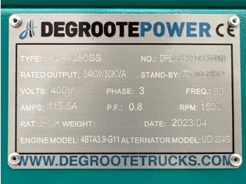 DEGROOTE POWER* DP-C80SS 80KVA - Generator budowlany: zdjęcie 4