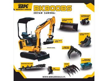 Berger Kraus Mini Excavator BK800BS torsion arm with FULL equipment - Minikoparka
