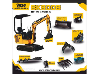 Berger Kraus Mini Excavator BK800B with FULL equipment - Minikoparka
