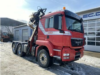 Przyczepa leśna, Samochod ciężarowy z HDS MAN 33.480 6x4 Euro 5 Holztransporter Kran + Säge: zdjęcie 1