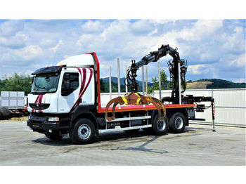 Przyczepa leśna, Samochod ciężarowy z HDS Renault KERAX 520 DXI Holztransporter+Kran*Topzustand: zdjęcie 1