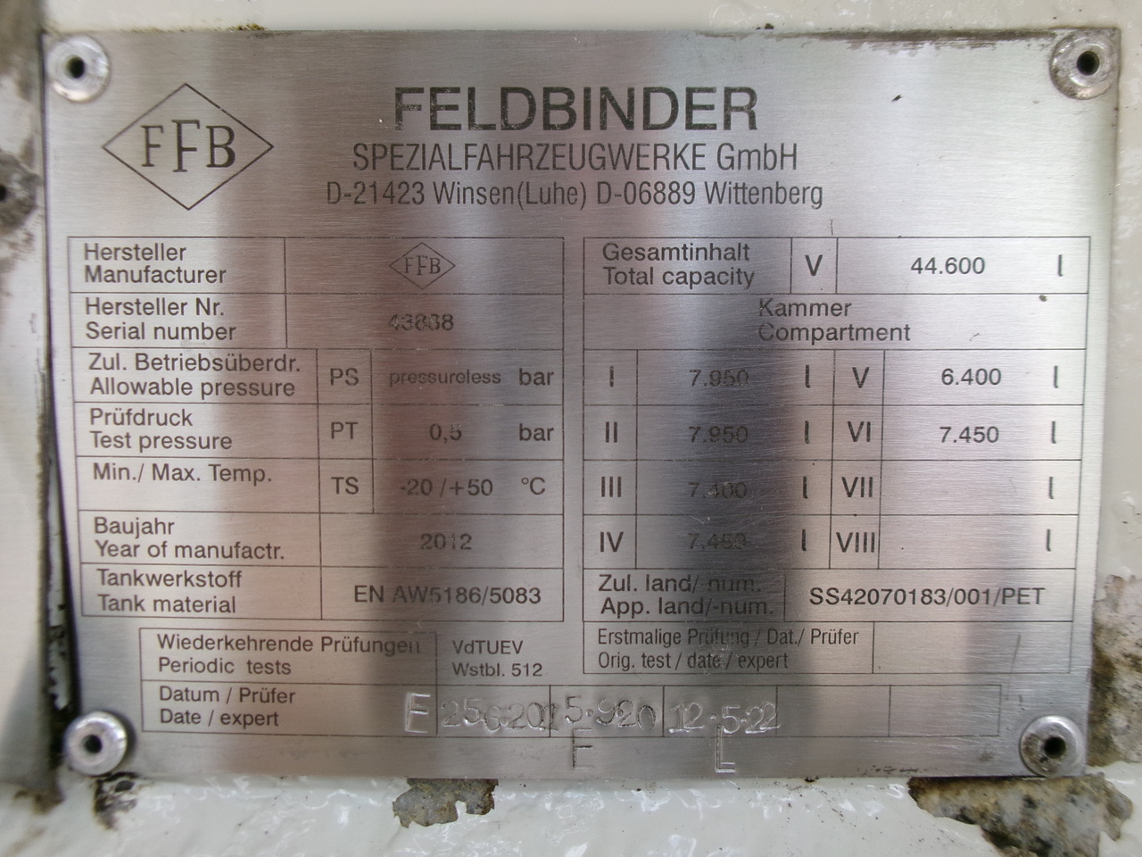 Naczepa cysterna dla transportowania paliwa Feldbinder Fuel tank alu 44.6 m3 + pump: zdjęcie 24