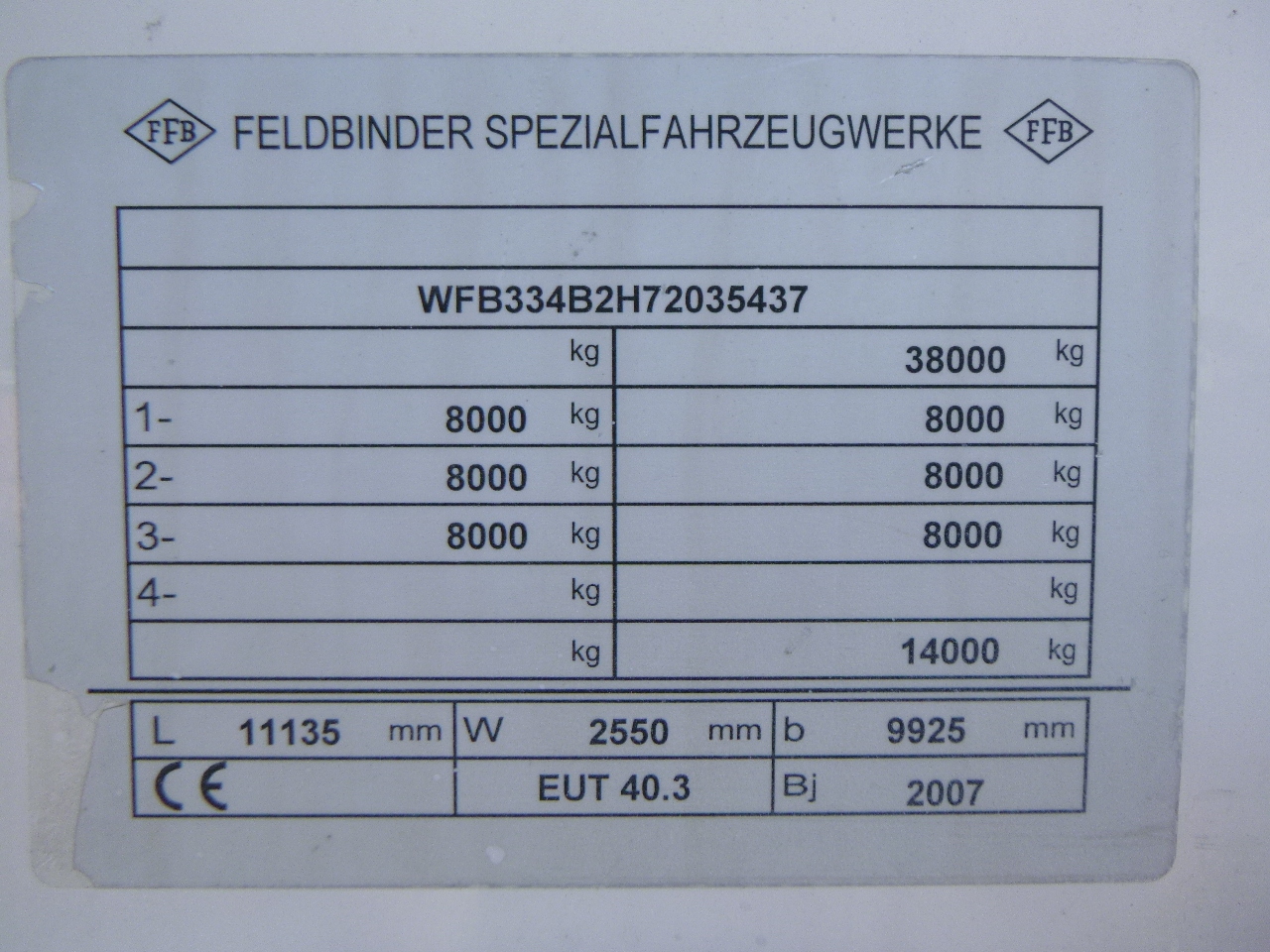 Naczepa cysterna dla transportowania mąki Feldbinder Powder tank alu 40 m3 / 1 comp: zdjęcie 12