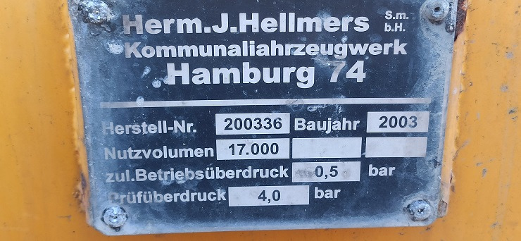 Kontener zbiornikowy HERM J.J.HELLMERS 17000 LIT 2003 PUMP PAGANI BALLAST 13500 2015: zdjęcie 4