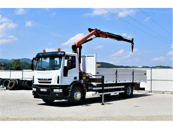 Samochód ciężarowy skrzyniowy/ Platforma, Samochod ciężarowy z HDS Iveco Eurocargo 180E28 Pritsche 7,00 m + KRAN!: zdjęcie 1