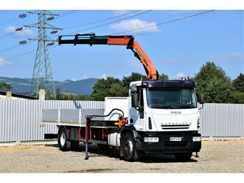 Samochód ciężarowy skrzyniowy/ Platforma, Samochod ciężarowy z HDS Iveco Eurocargo 180E28 Pritsche 8,00 m + PK 7501: zdjęcie 1