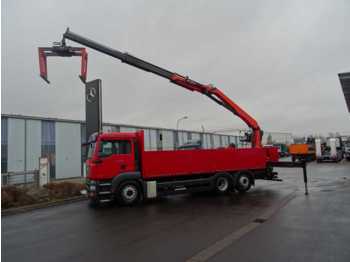 Samochód ciężarowy skrzyniowy/ Platforma MAN 26.360 LL 6x2 Pritsche + Kran Palfinger PK21001: zdjęcie 1