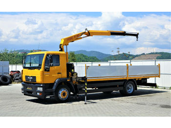 Samochód ciężarowy skrzyniowy/ Platforma MAN LE 12.220  Pritsche 6,60 m+Kran*4x2*Topzustand!: zdjęcie 1