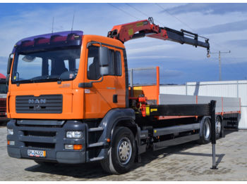 Samochód ciężarowy skrzyniowy/ Platforma MAN TGA 26.350 Pritshe 8,20m + Kran !!!: zdjęcie 1