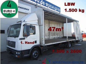 Samochód ciężarowy plandeka MAN TGL 12.180Schiebeplane*7,30m lang *47m³ LBW1.5t.: zdjęcie 1