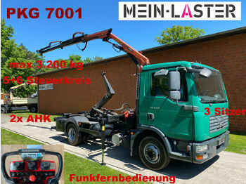Ciężarówka hakowiec, Samochod ciężarowy z HDS MAN TGL 8.210 Palift + PK 7001 Funk FB -3 Sitzer: zdjęcie 1