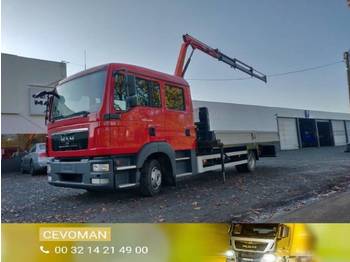 Samochód ciężarowy skrzyniowy/ Platforma MAN TGL 8.220 Doka / Dubbel cabine Palfinger PK3400: zdjęcie 1