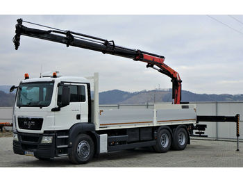 Samochód ciężarowy skrzyniowy/ Platforma, Samochod ciężarowy z HDS MAN TGS 26.360 Pritsche 6,80 m+Kran/FUNK *6x4!: zdjęcie 1