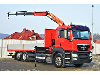 Samochód ciężarowy skrzyniowy/ Platforma, Samochod ciężarowy z HDS MAN TGS 26.360 Pritsche 7,10 m+Kran/FUNK *6x2!: zdjęcie 1