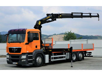 Samochód ciężarowy skrzyniowy/ Platforma MAN TGS 26.360 Pritsche 7,50 m + Kran *6x2!: zdjęcie 1