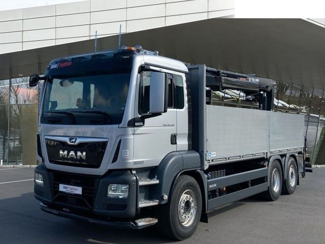 Samochód ciężarowy skrzyniowy/ Platforma, Samochod ciężarowy z HDS MAN TGS 26.420 Flatbed + crane 6x2: zdjęcie 3