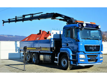 Samochód ciężarowy skrzyniowy/ Platforma, Samochod ciężarowy z HDS MAN TGS 26.440 Pritsche 6,30 m+Kran/FUNK*Topzustand!: zdjęcie 1