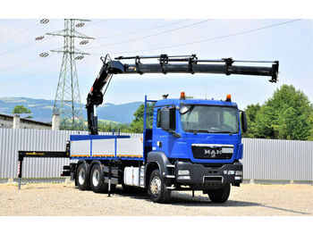 Samochód ciężarowy skrzyniowy/ Platforma, Samochod ciężarowy z HDS MAN TGS 26.440 Pritsche 6,50 m+HIAB 166E-4HIPRO+FUNK: zdjęcie 1