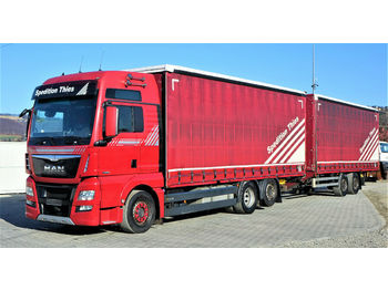 Samochód ciężarowy plandeka MAN TGX 26.440 PLTFORM+ PLANE 7,70m+Anhänger EURO 6: zdjęcie 1