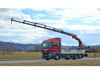 Samochód ciężarowy skrzyniowy/ Platforma MAN TGX 26.440 Pritsche 6,80 m+Kran/FUNK*6x2!: zdjęcie 1