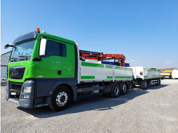 Samochód ciężarowy skrzyniowy/ Platforma, Samochod ciężarowy z HDS MAN TGX 26.520 Baustoff-LKW Palfinger 20001L Palettengabel (20): zdjęcie 1