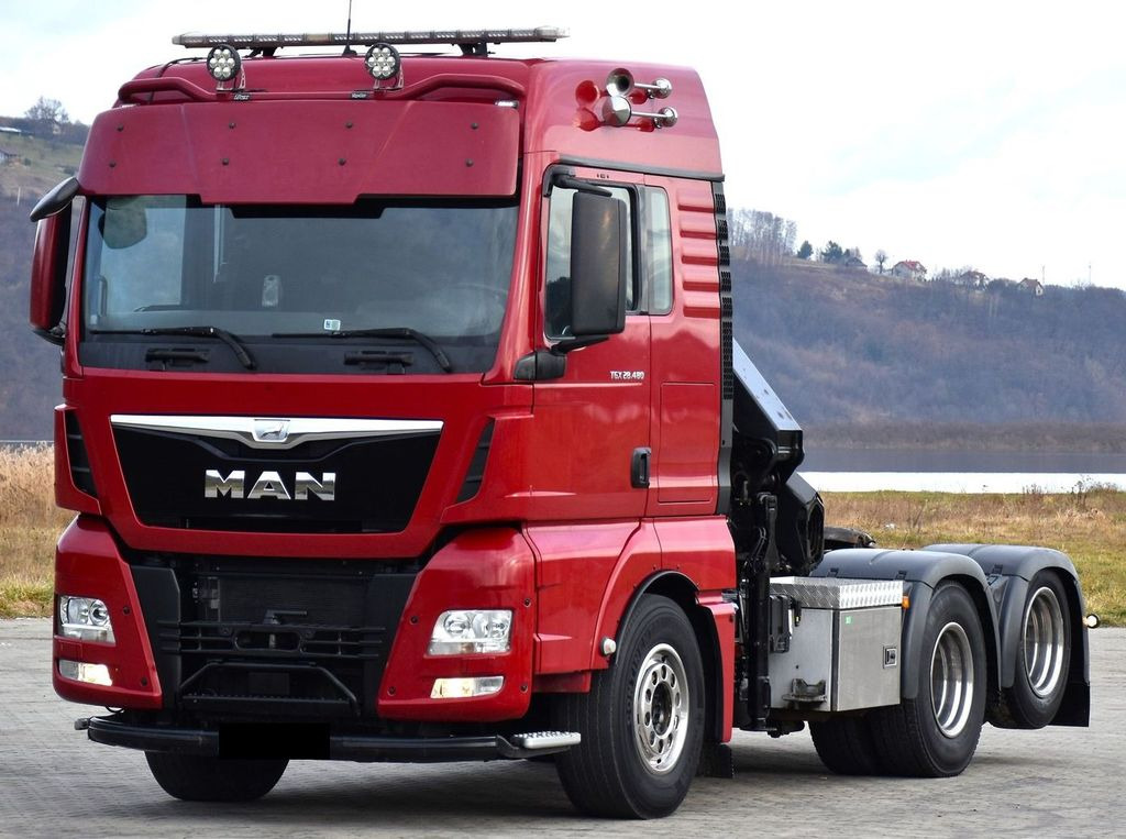 Samochod ciężarowy z HDS MAN TGX 28.480 Sattelzugmaschine + HMF 2120 K5/FUNK: zdjęcie 3