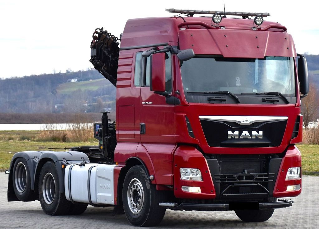 Samochod ciężarowy z HDS MAN TGX 28.480 Sattelzugmaschine + HMF 2120 K5/FUNK: zdjęcie 4