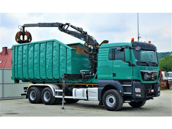 Ciężarówka hakowiec, Samochod ciężarowy z HDS MAN  TGX 33.480 Abrollkipper 5,70m+HDS *6x4*EURO 6 !: zdjęcie 1