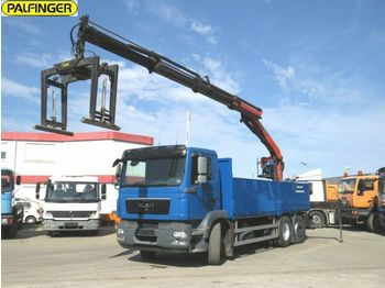 Samochód ciężarowy skrzyniowy/ Platforma, Samochod ciężarowy z HDS MAN TG-M 26.340 6x2-4 BL Pritsche Heckkran Lift/Lenk: zdjęcie 1