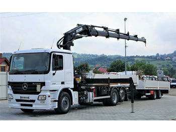Samochód ciężarowy skrzyniowy/ Platforma Mercedes-Benz  Actros 2541 Pritsche 6,50m+Kran+Anhänger: zdjęcie 1