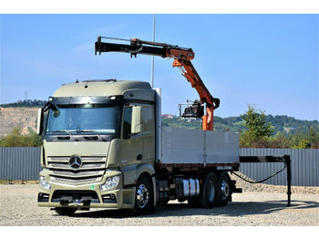Samochód ciężarowy skrzyniowy/ Platforma, Samochod ciężarowy z HDS Mercedes-Benz Actros 2545 Pritsche 6,50m + TEREX 105.2-A12: zdjęcie 1