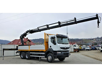 Samochód ciężarowy skrzyniowy/ Platforma, Samochod ciężarowy z HDS Renault Kerax 370 DXI*Pritsche6,30m+Kran/FUNK*Topzustand: zdjęcie 1