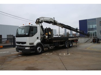 Samochód ciężarowy skrzyniowy/ Platforma Renault PREMIUM 370 PLATEAU + Grue/Crane 34 ton/m (4x): zdjęcie 1