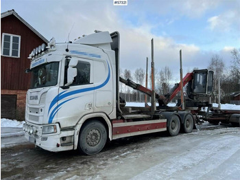 Scania R650 Timber truck with wagon and crane - Samochód do drewna