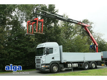 Samochód ciężarowy skrzyniowy/ Platforma Scania G 440 6x2, Kran Fassi F240ASXP, Retarder, klima: zdjęcie 1