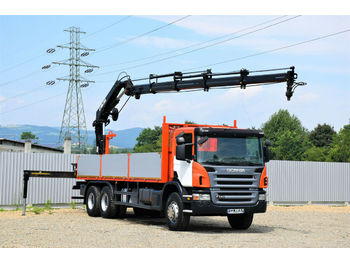 Samochód ciężarowy skrzyniowy/ Platforma, Samochod ciężarowy z HDS Scania P340 Pritsche 7,20m +HIAB 200 C-4 + FUNK/6x4: zdjęcie 1