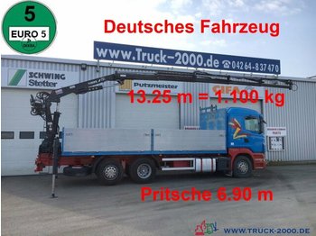 Samochód ciężarowy skrzyniowy/ Platforma, Samochod ciężarowy z HDS Scania R400 Tirre Euro 191L 9m=1,7t. 7m Ladefl. 1.Hand: zdjęcie 1