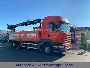 Samochód ciężarowy skrzyniowy/ Platforma, Samochod ciężarowy z HDS Scania R480 Pritsche  Baustoff Kran Fassi-Kran: zdjęcie 1