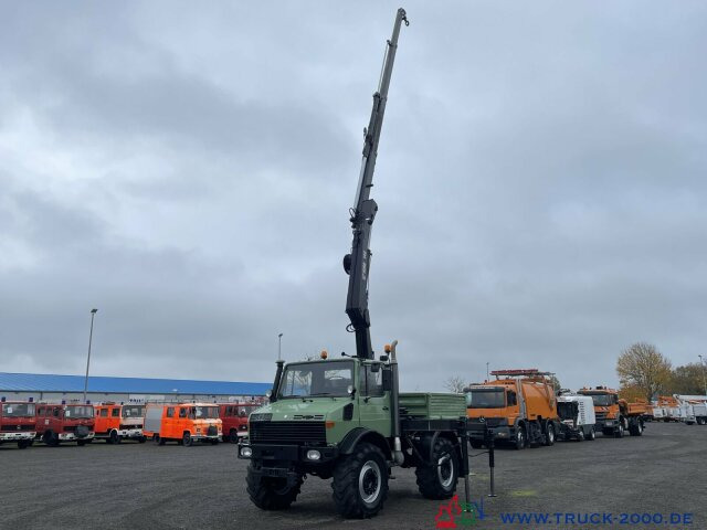 Samochód ciężarowy skrzyniowy/ Platforma, Samochod ciężarowy z HDS Unimog 437 4x4 mit Hiab Kran + Zapfwelle + AHK 29 t.: zdjęcie 8
