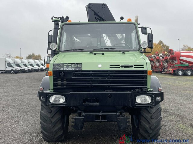 Samochód ciężarowy skrzyniowy/ Platforma, Samochod ciężarowy z HDS Unimog 437 4x4 mit Hiab Kran + Zapfwelle + AHK 29 t.: zdjęcie 5