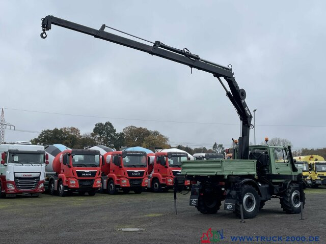 Samochód ciężarowy skrzyniowy/ Platforma, Samochod ciężarowy z HDS Unimog 437 4x4 mit Hiab Kran + Zapfwelle + AHK 29 t.: zdjęcie 10