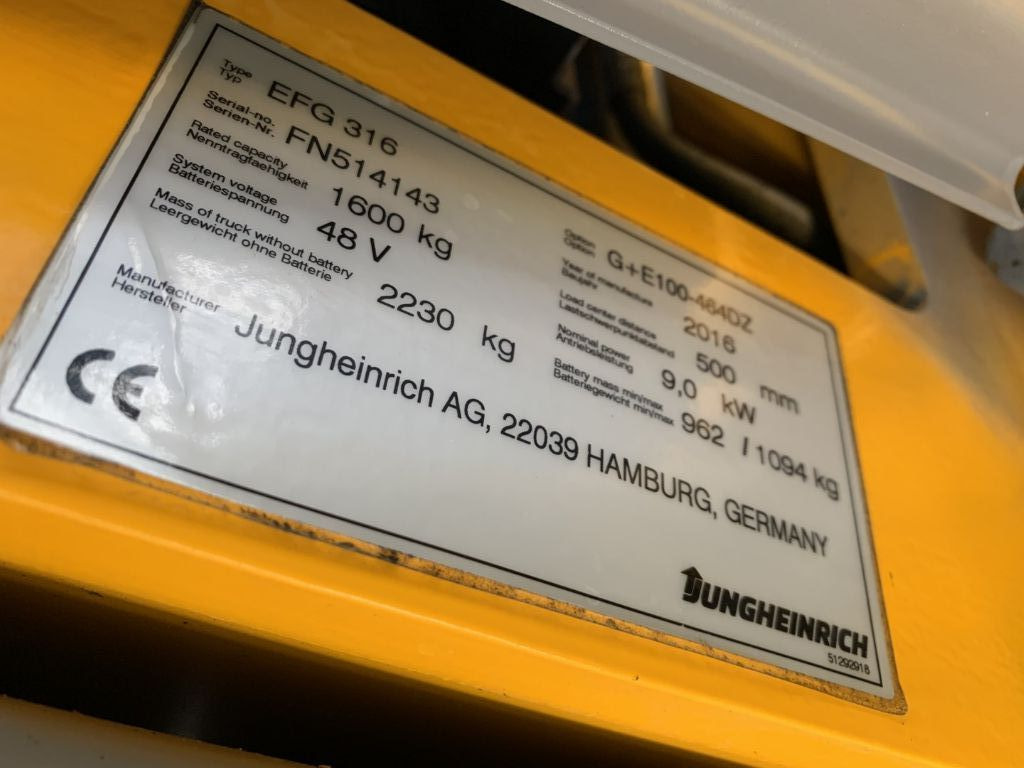 Wózek widłowy elektryczny Jungheinrich EFG316: zdjęcie 4