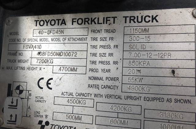 Wózek widłowy diesel Toyota 40-8FD45N: zdjęcie 3