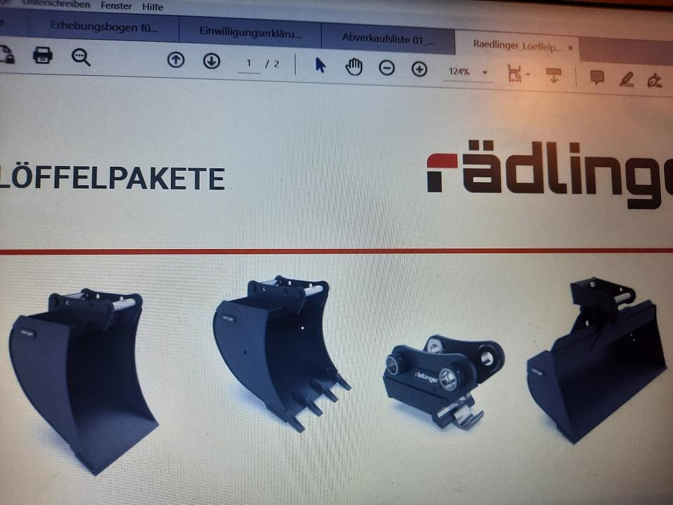 Rädlinger Löffelpaket 6 - 8 to mit MS 08 Schnellwechsler Yanmar - Łyżka do koparki: zdjęcie 1 Rädlinger Löffelpaket 6 - 8 to mit MS 08 Schnellwechsler Yanmar - Łyżka do koparki: zdjęcie 1